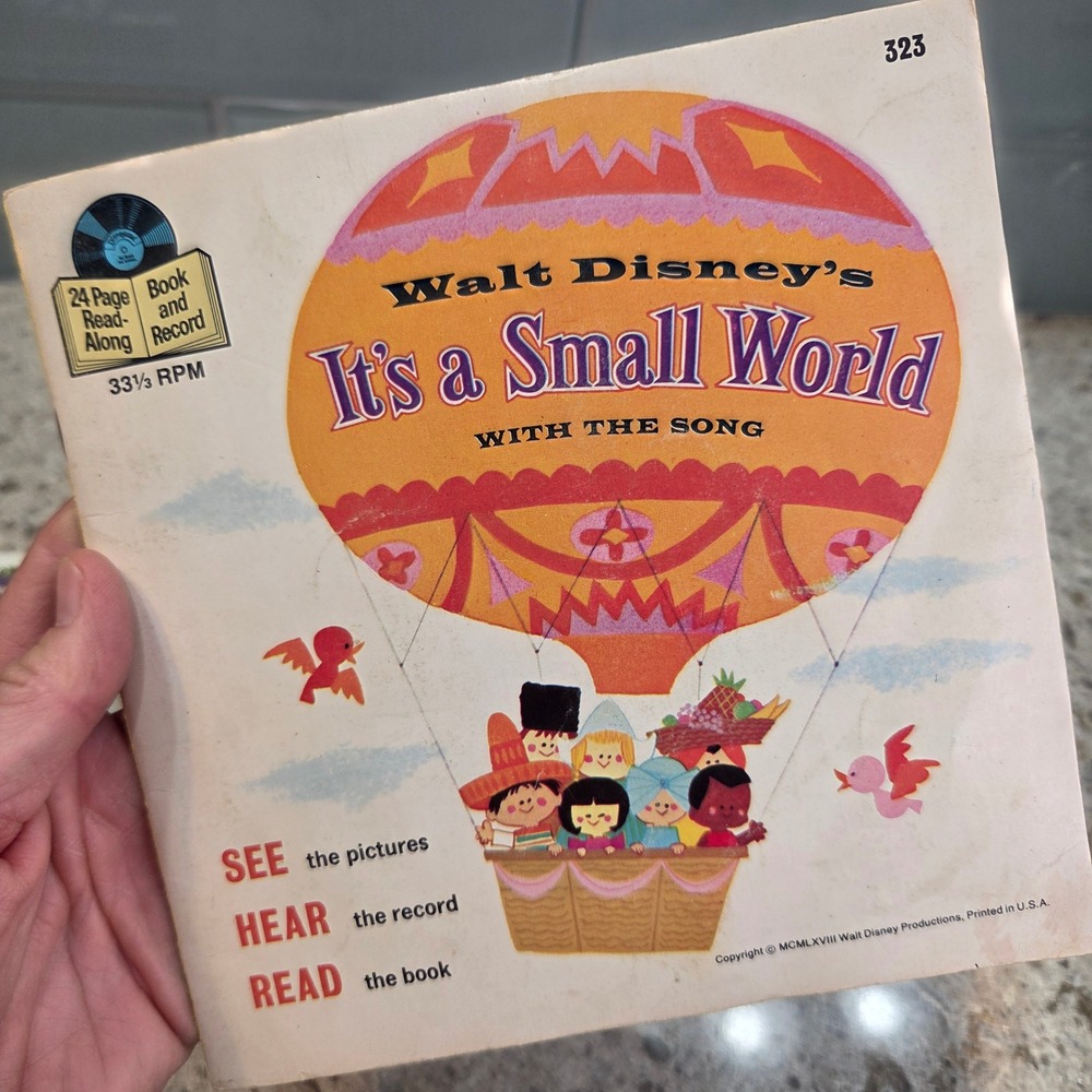 Walt Disney It's a Small World Read-Along Book and Record 33 1/3 RPM 1968 323